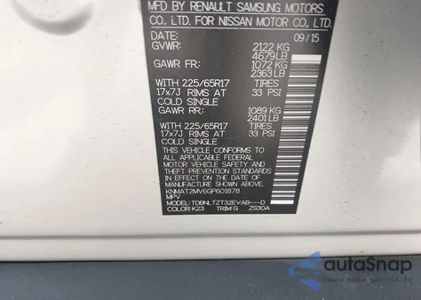 2016 Nissan Rogue Sv z USA, uszkodzony, nr VIN KNMAT2MV6GP601878